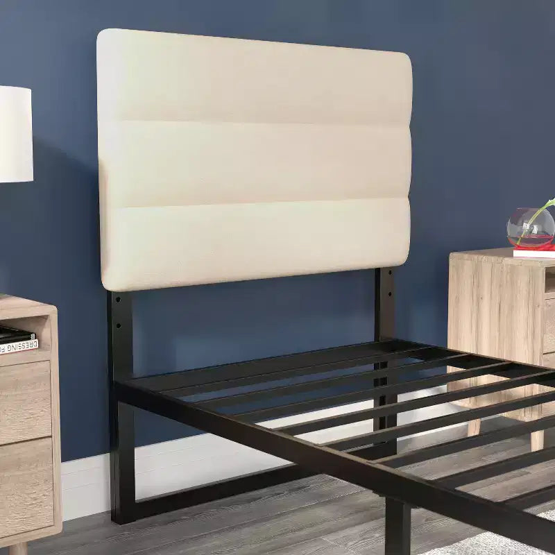 Channel Stitched Upholstered Headboard with Adjustable Height from 44.5 to 57.25 Inches