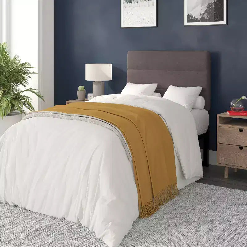 Channel Stitched Upholstered Headboard with Adjustable Height from 44.5 to 57.25 Inches