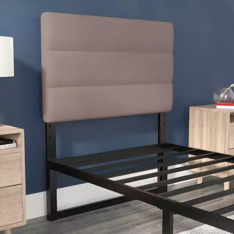 Channel Stitched Upholstered Headboard with Adjustable Height from 44.5 to 57.25 Inches