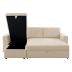 Canapé d'angle réversible avec lit gigogne, méridienne de rangement, pieds durables,