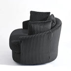 Fauteuil pivotant rond surdimensionné en velours côtelé avec accoudoirs encastrés 43 W