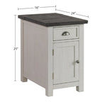 Table d'appoint de chevet Monterey en bois massif avec prises de courant cachées