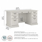 Bureau de direction Bush Furniture Saratoga avec tiroirs et rangements