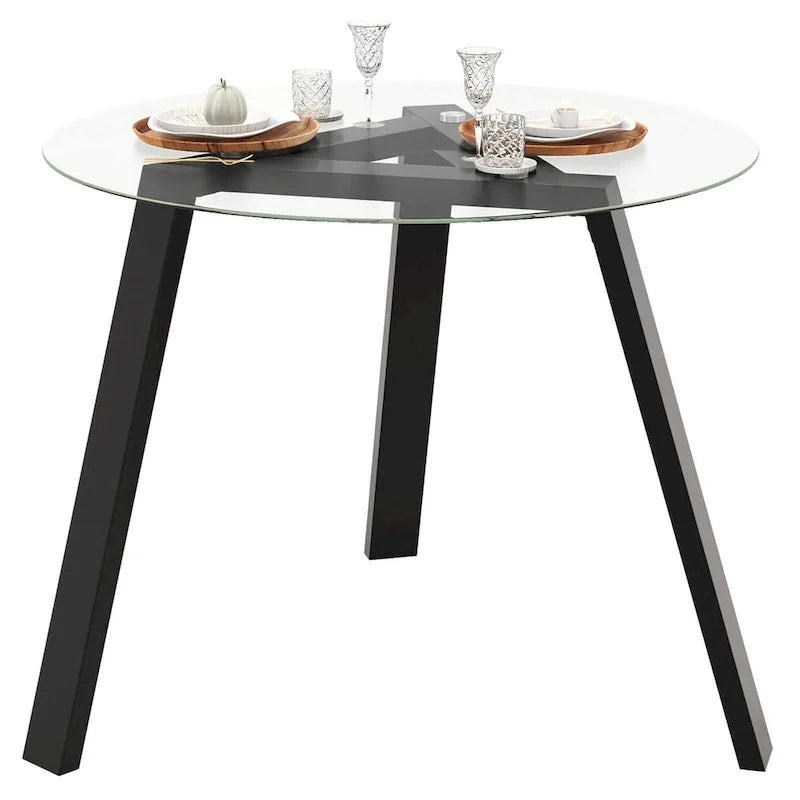 Table de salle à manger ronde en verre Costway 36" pour 4 personnes avec plateau en verre trempé - Voir détails