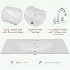Meuble-lavabo avec vasque en céramique, deux placards et cinq tiroirs