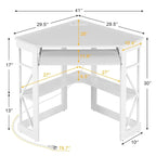 Bureau d'Angle Petit Bureau avec Prises, Table d'Angle pour Petit Espace, Bureau d'Ordinateur avec Ports USB, Bureau Triangle avec Rangement