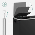 SONGMICS Poubelle double, 60L, en acier inoxydable, noire