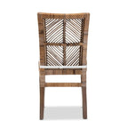 Chaise de salle à manger Laluna en rotin et bois d'acajou de style bohème moderne avec coussin