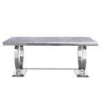 Table de salle à manger moderne avec piètement en U en acier inoxydable