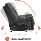 MCombo Fauteuil inclinable électrique sans accoudoirs surdimensionné à double moteur, inclinable Zeroarms parfait pour le salon en tissu PR607