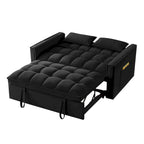 Canapé-lit convertible 4-en-1 – Causeuse en velours – Lit d'appoint avec dossier inclinable, 2 poches latérales