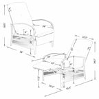 Fauteuil inclinable de salon réglable avec coussin – 38 (P) x 26,5 (L) x 38,5 (H) pouces