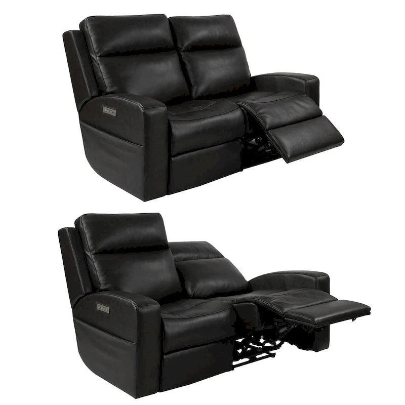 Causeuse inclinable électrique en cuir véritable avec espace de rangement et port de charge USB pour salon
