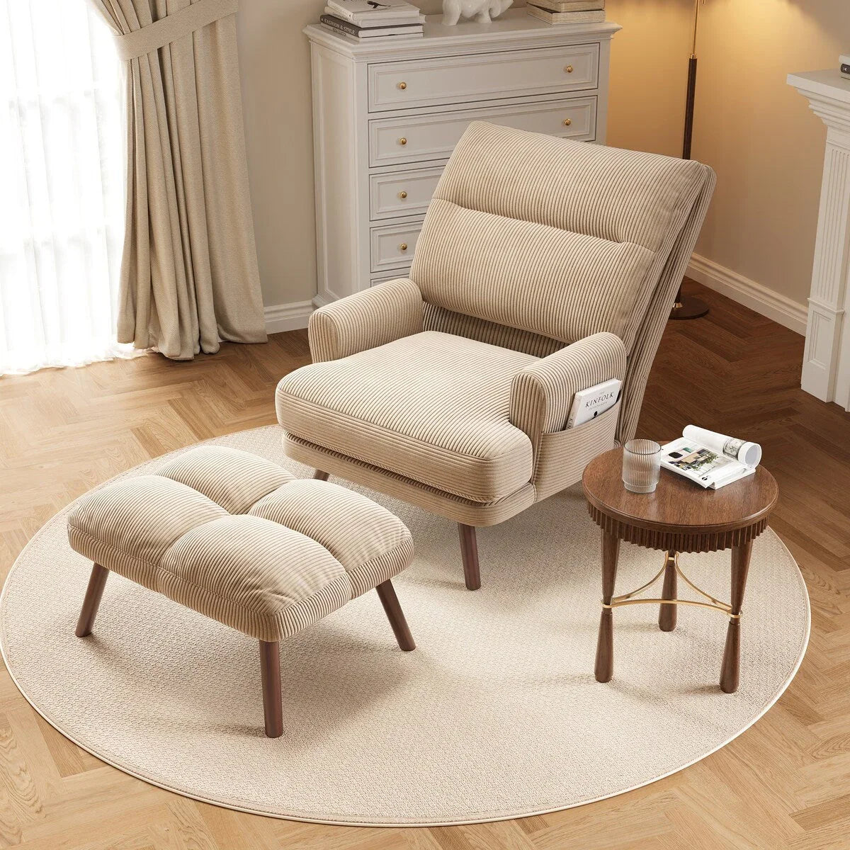 Fauteuil inclinable réglable avec pouf