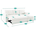 Canapé d'angle réversible avec lit gigogne, méridienne de rangement, pieds durables,