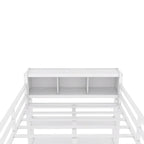 Lit mezzanine en métal blanc cassé avec bureau et armoire - Grand lit
