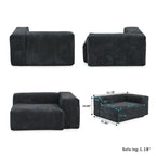 Grand canapé modulaire sectionnel en velours côtelé, en forme de U, 4 places avec 2 poufs et 5 oreillers