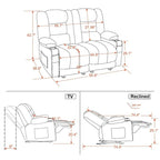 Causeuse inclinable électrique MCombo avec fonction chauffage et massage, en tissu PR648