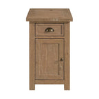 Table d'appoint de chevet Monterey en bois massif avec prises de courant cachées