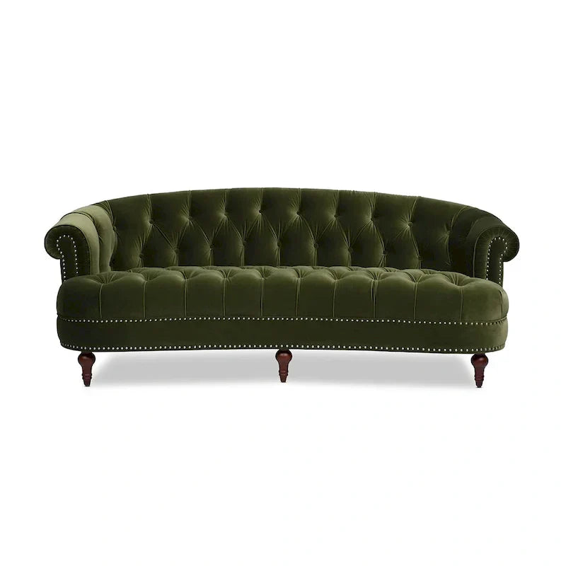 Canapé capitonné chesterfield La Rosa 84 en velours, style moderne du milieu du siècle