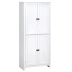 HOMCOM Grand garde-manger de cuisine autoportant de 183 cm, organisateur de rangement à 4 portes avec 4 niveaux et étagères réglables, blanc