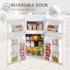 Mini-réfrigérateur HOMCOM à deux portes avec congélateur, réfrigérateur compact de 3,2 pi³ avec étagère réglable, thermostat réglable
