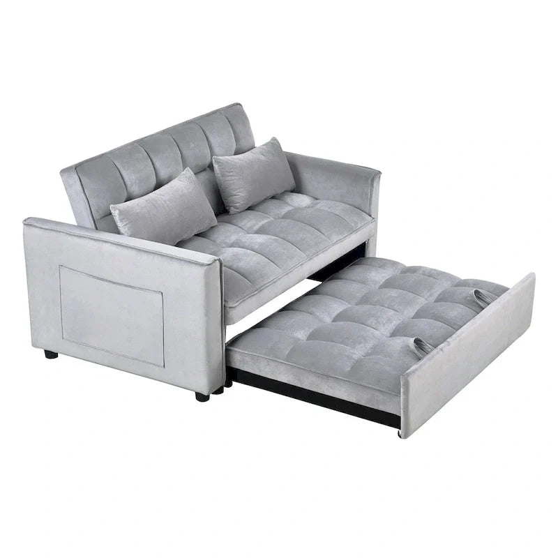 Causeuse moderne en velours avec dossier inclinable et poches, 2 places – Gris foncé / Gris clair / Bleu / Noir