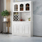 Buffet de cuisine en bois blanc avec casier à vin intégré