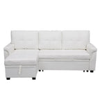 Canapé d'angle réversible avec lit gigogne, méridienne de rangement, pieds durables,