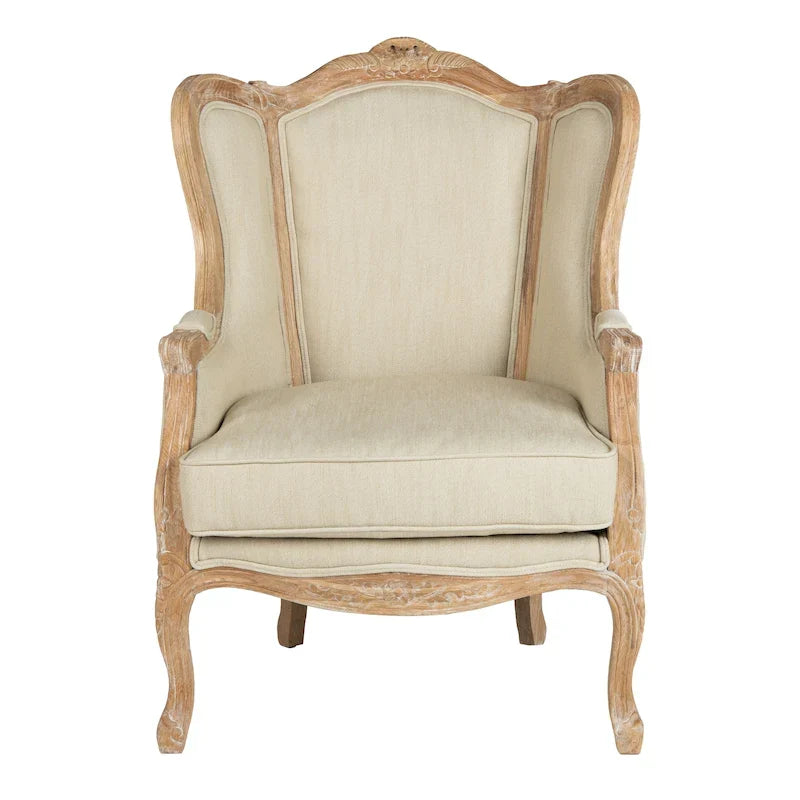 Fauteuil à oreilles Kali Oak en lin naturel - 34Lx34Px40H