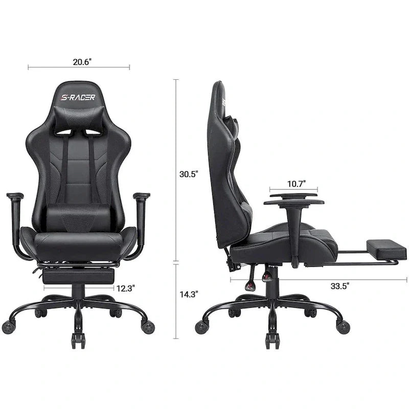 Chaise de jeu avec repose-pieds - Chaise de bureau ergonomique