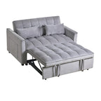 Causeuse moderne en velours avec dossier inclinable et poches, 2 places – Gris foncé / Gris clair / Bleu / Noir