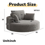Fauteuil pivotant simple en velours côtelé et chenille avec rembourrage en mousse
