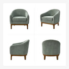 Fauteuil tonneau moderne Augus en bouclette avec pieds en bois massif par HULALA HOME