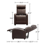 Fauteuil inclinable à dossier basculant en similicuir, marron / noir / gris / kaki / rouge / beige, simple