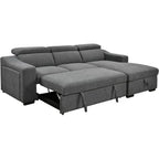 Roomfitters 103 Canapé sectionnel convertible avec méridienne de rangement, appuie-têtes réglables, canapé d'angle en L avec fonction couchage, gris foncé