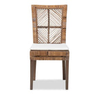 Chaise de salle à manger Laluna en rotin et bois d'acajou de style bohème moderne avec coussin