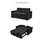 Causeuse moderne en velours avec dossier inclinable et poches, 2 places – Gris foncé / Gris clair / Bleu / Noir