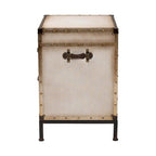 Table d'appoint/Malle de rangement en toile effet vieilli Laura