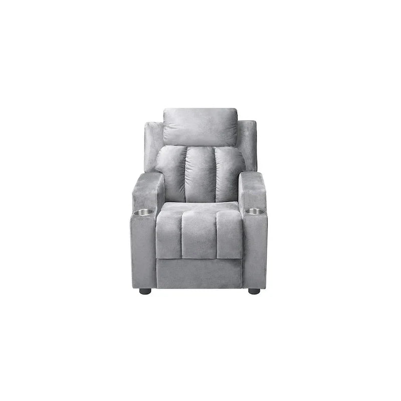 Fauteuil inclinable de luxe pour enfants avec repose-pieds, appuie-tête et 2 porte-gobelets, en microfibre, pour les enfants de 3 ans et plus